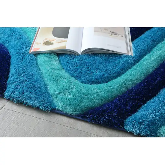 Blue Shag Hand Tufted Area Rug Photo 4