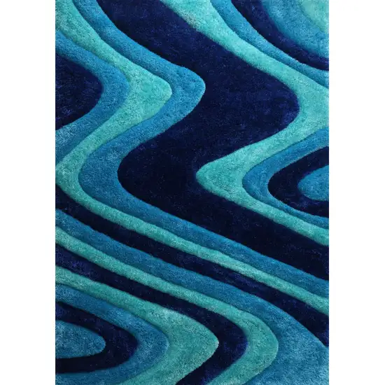 Blue Shag Hand Tufted Area Rug Photo 2