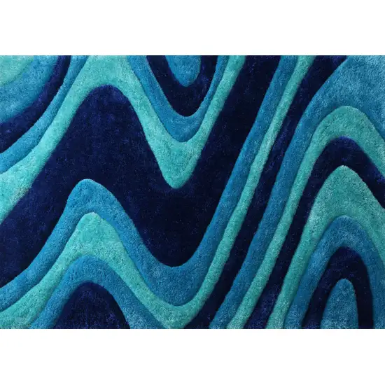 Blue Shag Hand Tufted Area Rug Photo 7