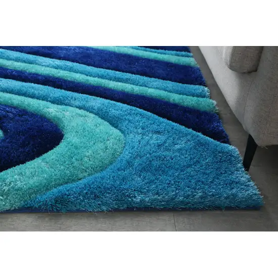 Blue Shag Hand Tufted Area Rug Photo 5