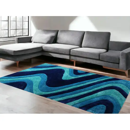 Blue Shag Hand Tufted Area Rug Photo 1