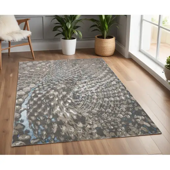 Gray Geometric Non Skid Area Rug Photo 1