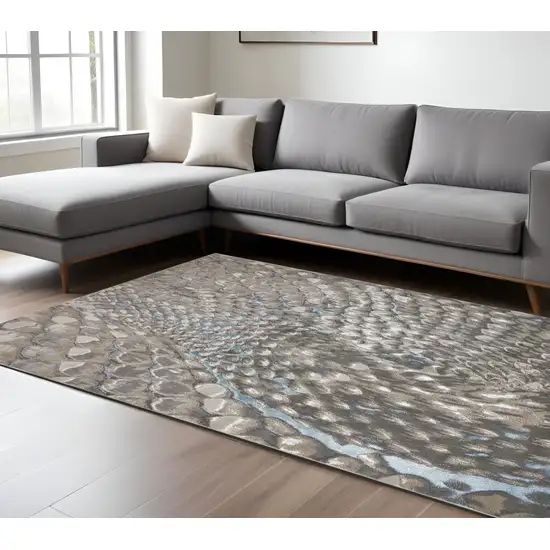 Gray Geometric Non Skid Area Rug Photo 1