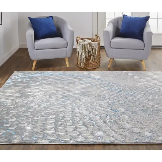 Blue Silver And Gray Geometric Area Rug Photo 8