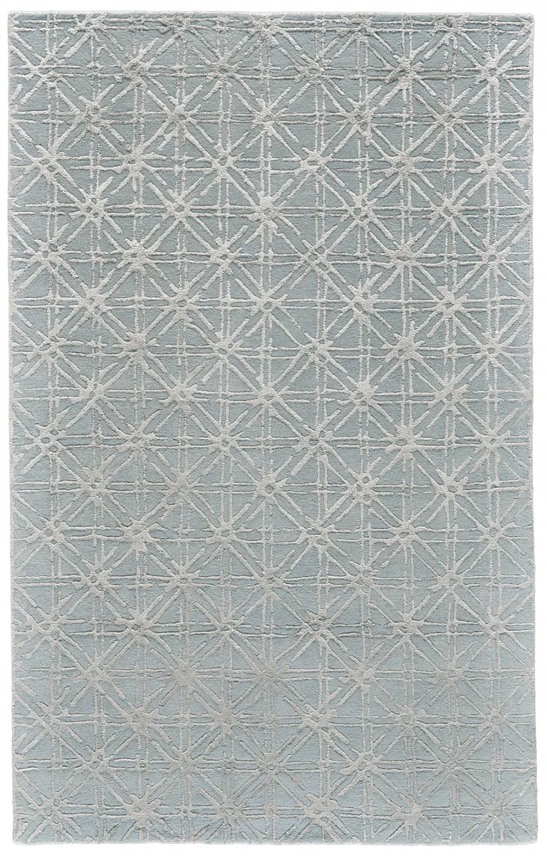 Blue Silver And Gray Wool Abstract Tufted Handmade Area Rug Photo 1