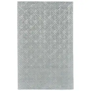 Photo of Blue Silver And Gray Wool Abstract Tufted Handmade Area Rug