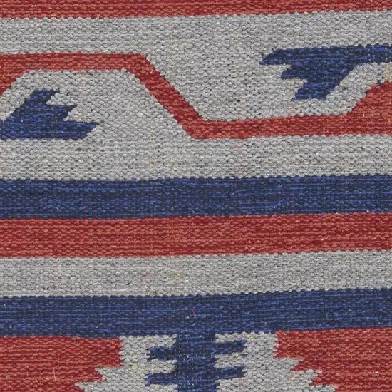 Blue Southwestern Handmade Area Rug With Fringe Photo 4