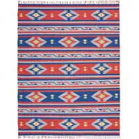 Photo of Blue Southwestern Handmade Area Rug With Fringe