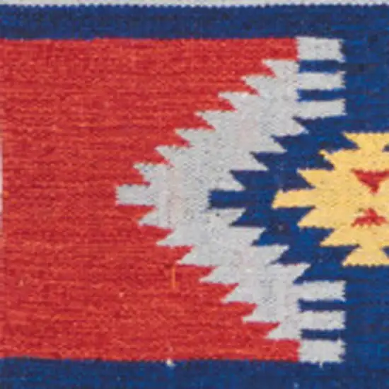 Blue Southwestern Handmade Area Rug With Fringe Photo 8