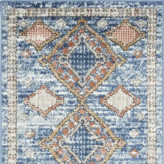 Blue Southwestern Power Loom Non Skid Area Rug Photo 4