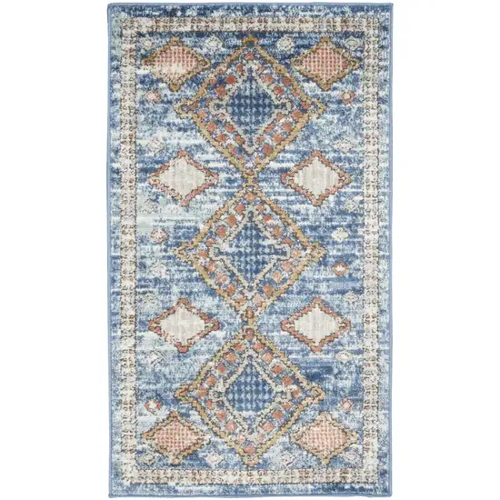 Blue Southwestern Power Loom Non Skid Area Rug Photo 1