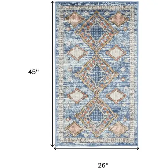 Blue Southwestern Power Loom Non Skid Area Rug Photo 5