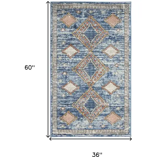 Blue Southwestern Power Loom Non Skid Area Rug Photo 5