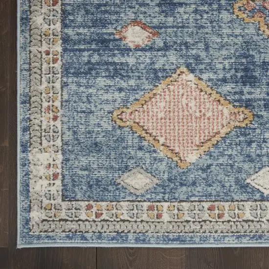 Blue Southwestern Power Loom Non Skid Area Rug Photo 5