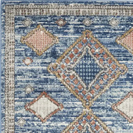 Blue Southwestern Power Loom Non Skid Area Rug Photo 3