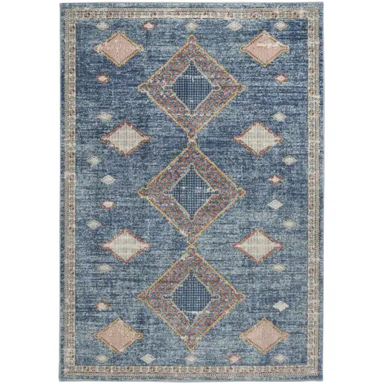 Blue Southwestern Power Loom Non Skid Area Rug Photo 1