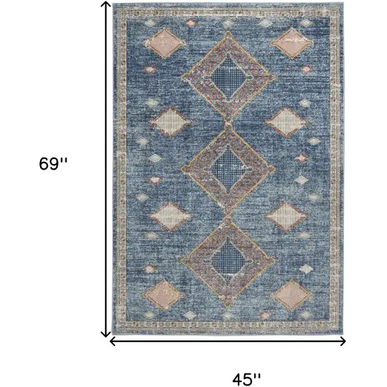 Blue Southwestern Power Loom Non Skid Area Rug Photo 5