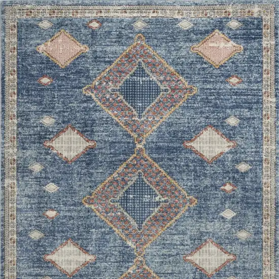 Blue Southwestern Power Loom Non Skid Area Rug Photo 4