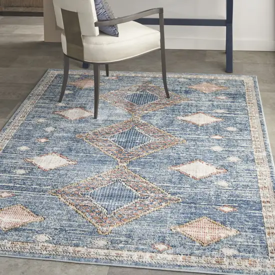 Blue Southwestern Power Loom Non Skid Area Rug Photo 9