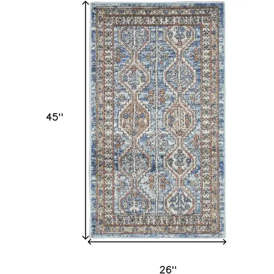 Blue Southwestern Power Loom Non Skid Area Rug Photo 5