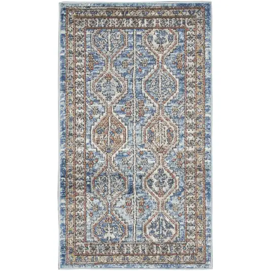 Blue Southwestern Power Loom Non Skid Area Rug Photo 1