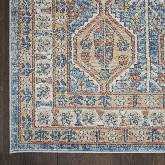 Blue Southwestern Power Loom Non Skid Area Rug Photo 5