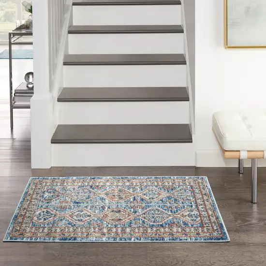 Blue Southwestern Power Loom Non Skid Area Rug Photo 9