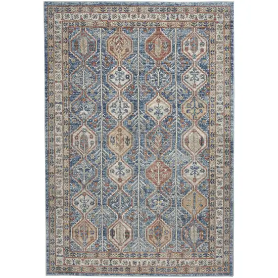 Blue Southwestern Power Loom Non Skid Area Rug Photo 1