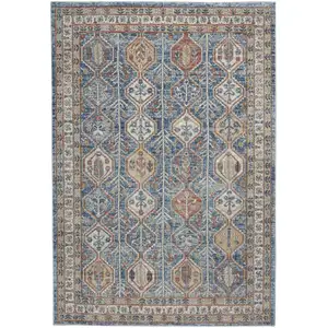 Photo of Blue Southwestern Power Loom Non Skid Area Rug