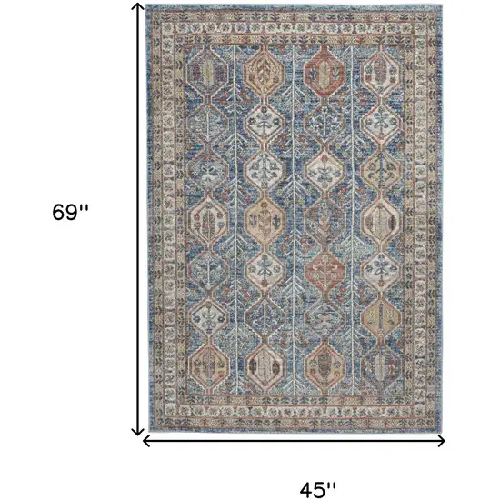 Blue Southwestern Power Loom Non Skid Area Rug Photo 5