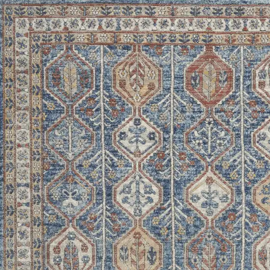 Blue Southwestern Power Loom Non Skid Area Rug Photo 3