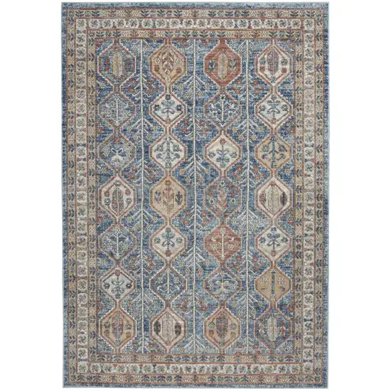 Blue Southwestern Power Loom Non Skid Area Rug Photo 1