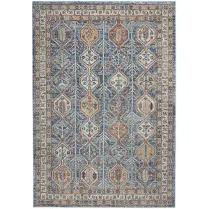 Photo of Blue Southwestern Power Loom Non Skid Area Rug