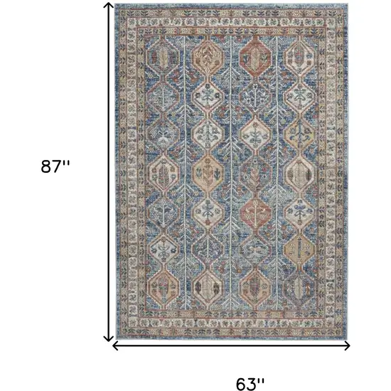 Blue Southwestern Power Loom Non Skid Area Rug Photo 5