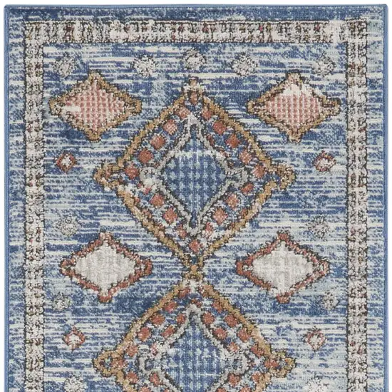 Blue Southwestern Power Loom Non Skid Runner Rug Photo 4