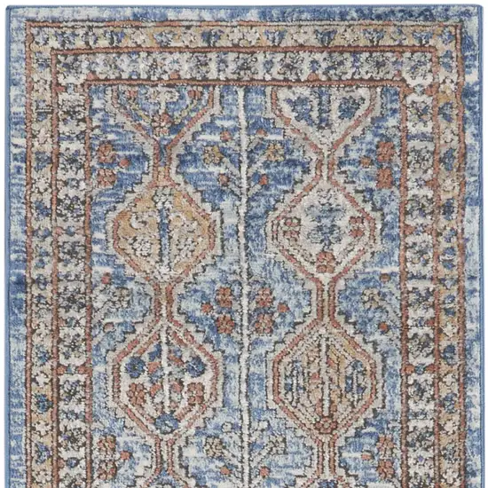 Blue Southwestern Power Loom Non Skid Runner Rug Photo 4