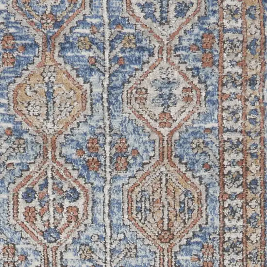 Blue Southwestern Power Loom Non Skid Runner Rug Photo 3