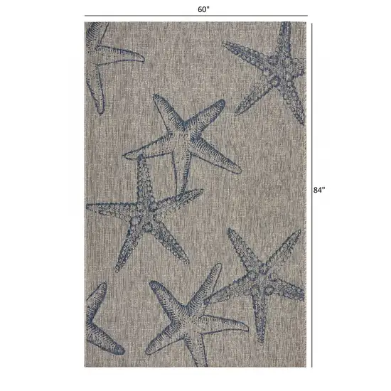 Blue Starfish Indoor Outdoor Area Rug Photo 4