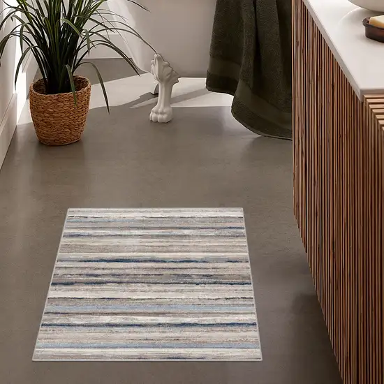 Blue Striped Area Rug Photo 3