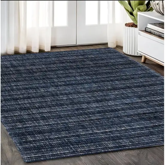 Blue Striped Hand Tufted Area Rug Photo 1