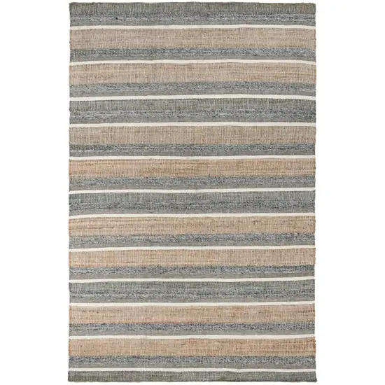 Blue Striped Hand Woven Area Rug Photo 1