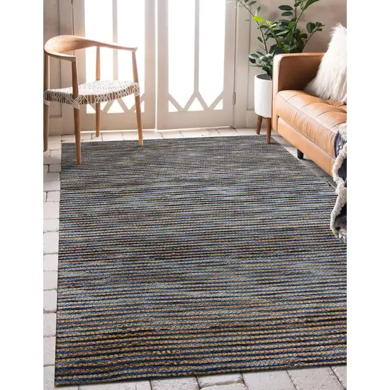 Blue Striped Hand Woven Area Rug Photo 4