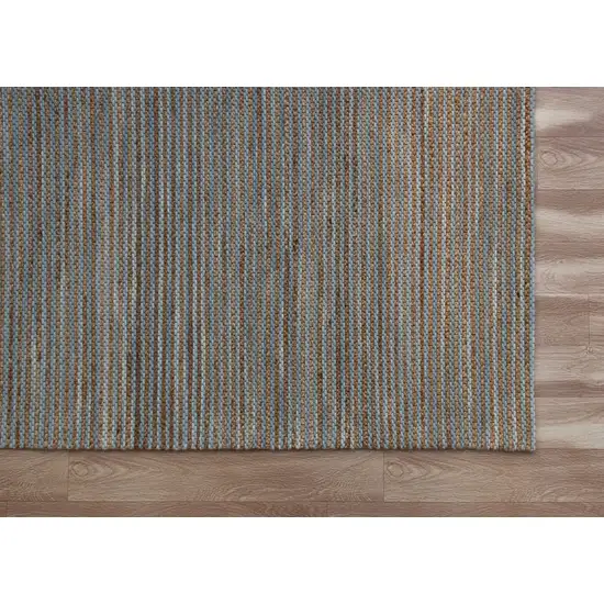 Blue Striped Hand Woven Area Rug Photo 7