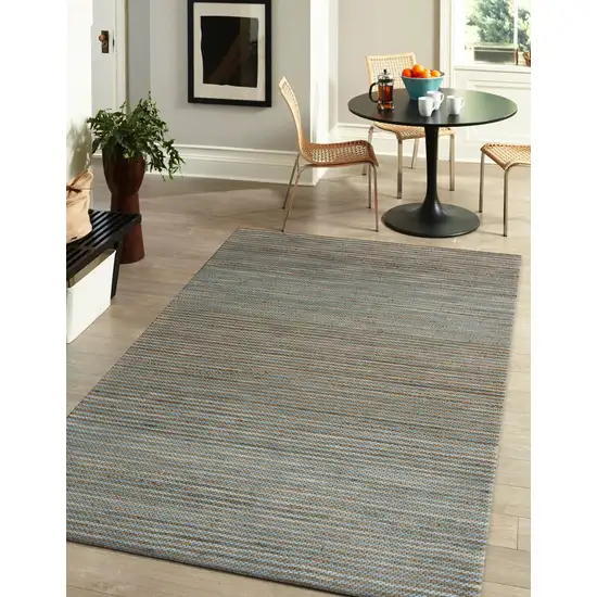 Blue Striped Hand Woven Area Rug Photo 5