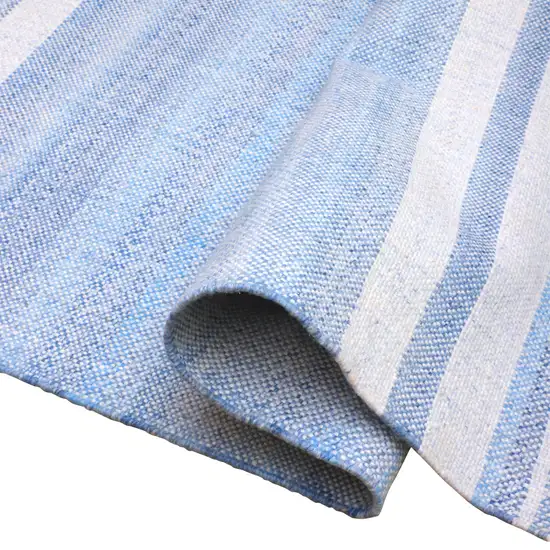 Blue Striped Handmade Stain Resistant Non Skid Indoor Outdoor Area Rug Photo 5