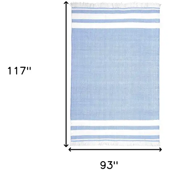 Blue Striped Handmade Stain Resistant Non Skid Indoor Outdoor Area Rug Photo 8