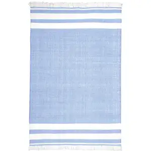 Photo of Blue Striped Handmade Stain Resistant Non Skid Indoor Outdoor Area Rug