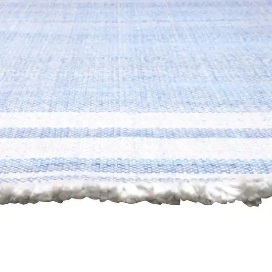 Blue Striped Handmade Stain Resistant Non Skid Indoor Outdoor Area Rug Photo 4