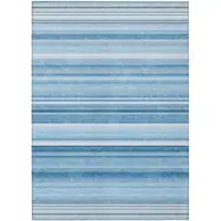 Photo of Blue Striped Washable Non Skid Indoor Outdoor Area Rug