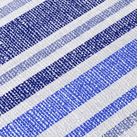 Blue Striped Washable Non Skid Indoor Outdoor Area Rug Photo 9